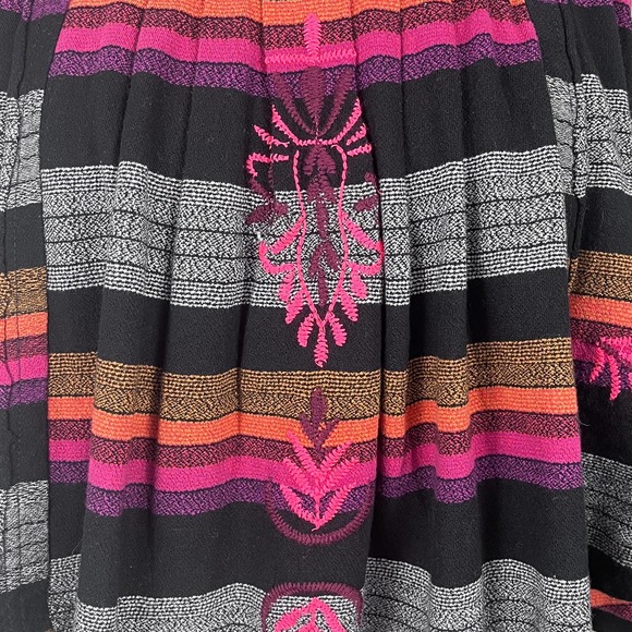 Free People Black Combo Stripe Embroidered Tank Shirt Size XS - Picture 3 of 14